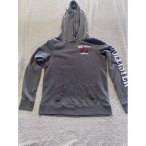 Hollister Womens XS Gray Fleece Hoodie with Rose and large sleeve logo